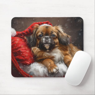 Mousepad Festivo de Natal do Cão Espanhol Tibetano