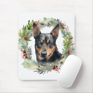 Mousepad Festivo Pup de Festiva de Wreath de Natal em Kelpi
