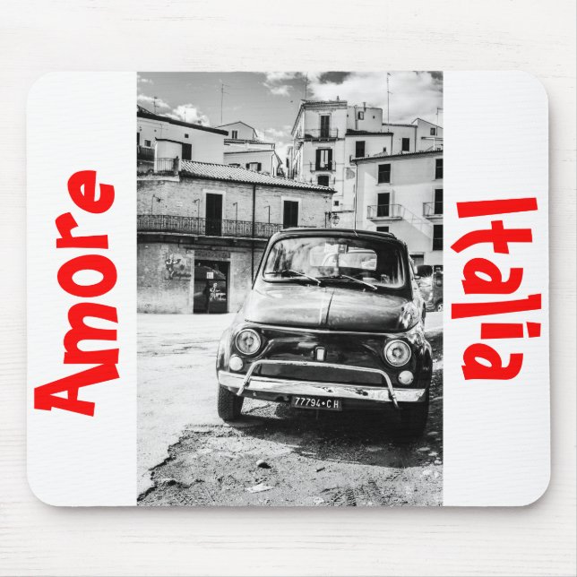 Mousepad Fiat 500, cinquecento em Italia, presente clássico (Frente)