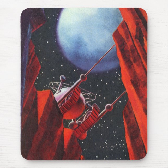 Mousepad Ficção científica retrô, veículo espacial lunar Ca (Frente)
