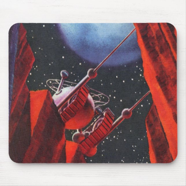 Mousepad Ficção científica retrô, veículo espacial lunar Ca (Frente)