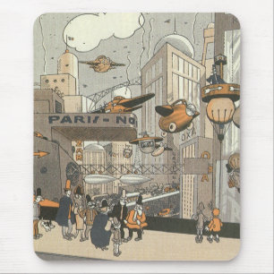 Mousepad Ficção científica urbana vintage Paris, Steam Punk