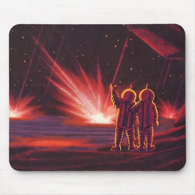 Mousepad Ficção Científica Vintage Alien Explosão do Planet (Frente)