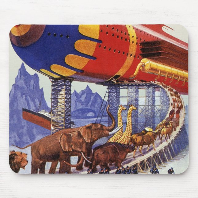 Mousepad Ficção científica vintage, animais selvagens da Ar (Frente)