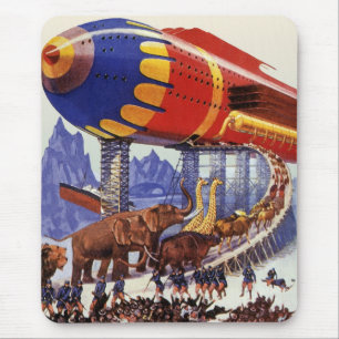 Mousepad Ficção científica vintage, animais selvagens da Ar