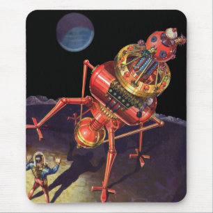Mousepad Ficção Científica Vintage Astronauta com Robô Alie