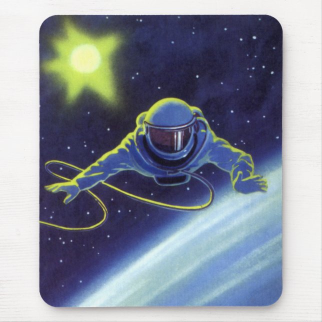 Mousepad Ficção Científica Vintage Astronauta em uma Caminh (Frente)