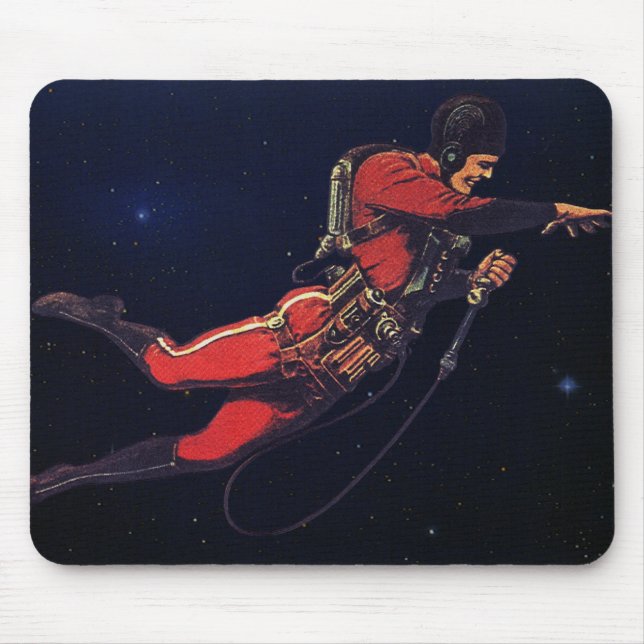 Mousepad Ficção Científica Vintage Astronauta no Espaço Sid (Frente)