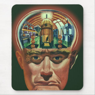 Mousepad Ficção Científica Vintage, Cérebro Alien no Labora