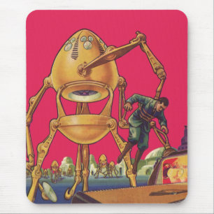 Mousepad Ficção Científica Vintage Robô Alien Captura Homem