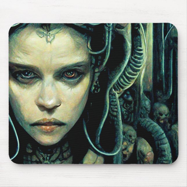 Mousepad Ficha científica da alienígena Tech Girl (Frente)