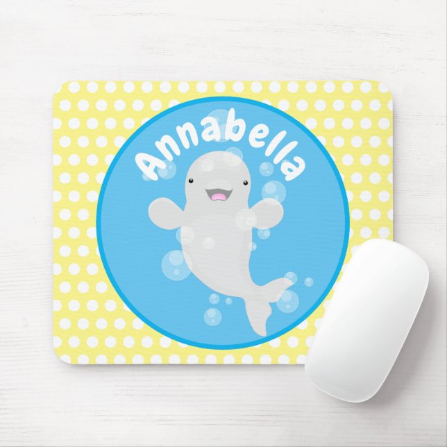Mousepad Figura de desenho animado de bolhas de baleia belu (Com mouse)