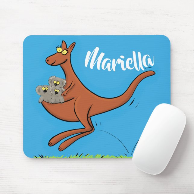 Mousepad Figura de desenho animado de canguru e koalas (Com mouse)