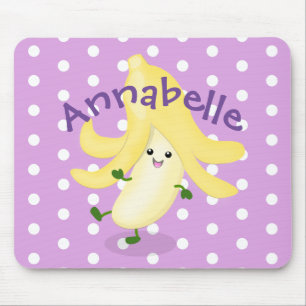 Mousepad Figura de desenho animado roxo de banana kawaii