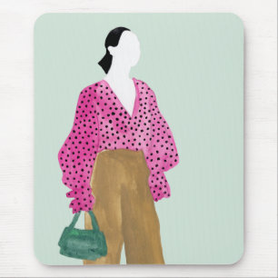 Mousepad Figura de Moda de Pé - Parte Superior da Bolinhas