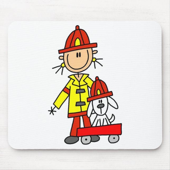 Mousepad Figura de palito Bombeiro com Dálmata (Frente)