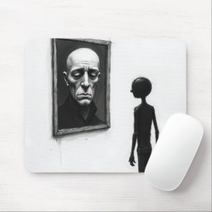 Mousepad Figura de Palito Contemplando um Retrato de um Hom