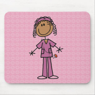 Mousepad Figura enfermeira da vara do afro-americano
