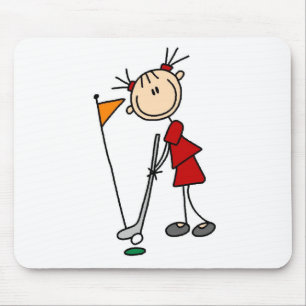 Mousepad Figura fêmea jogador de golfe da vara