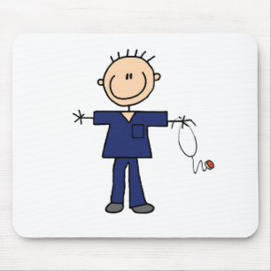 Mousepad Figura masculina enfermeira da vara - azul