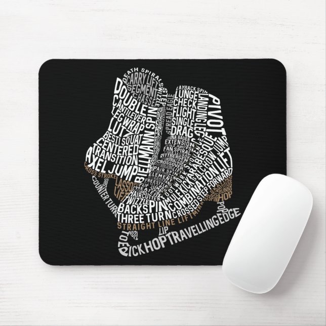 Mousepad Figura Skates Palavra Arte Ice Dance (Com mouse)