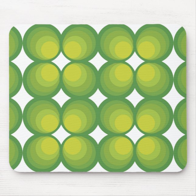 Mousepad Fileiras de círculo verde dos anos 70... (Frente)