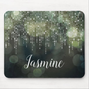 Mousepad Filha de fadas verde-clássica de luzes personaliza