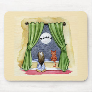 Mousepad Filha de Véspera de Natal e Gatinho de Água