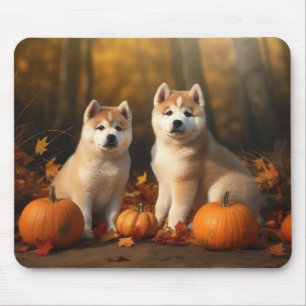 Mousepad Filhote de Akita Delícia de Outono Abóbora