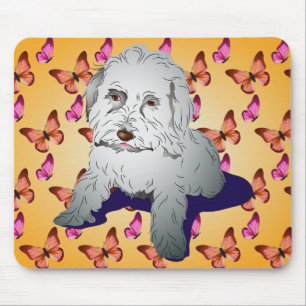 Mousepad Filhote de cachorro bonito de Maltipoo na laranja
