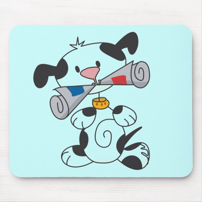 Mousepad Filhote de cachorro com t-shirt e presentes do jor (Frente)