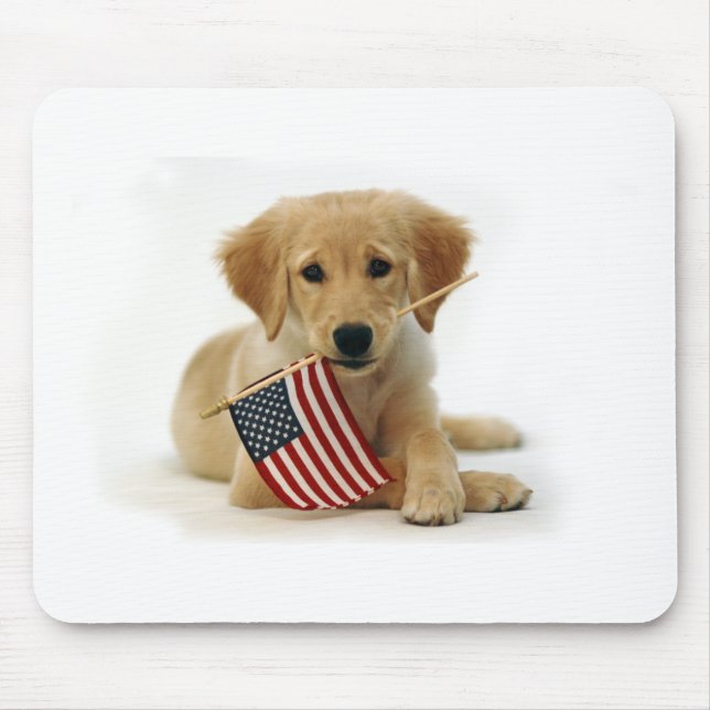 Mousepad Filhote de cachorro e bandeira do golden retriever (Frente)