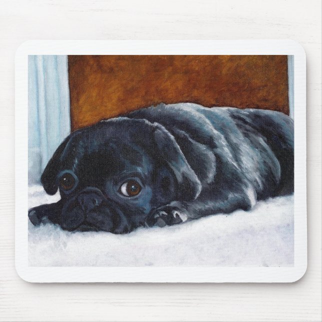Mousepad Filhote de cachorro preto do Pug (Frente)