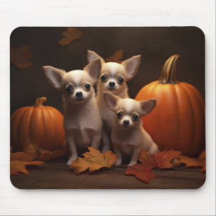 Mousepad Filhote de Chihuahua Delícia de Outono Abóbora