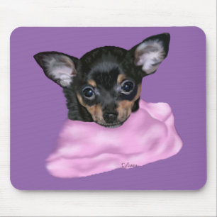 Mousepad Filhote de Chihuahua preto e acastanhado