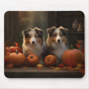 Mousepad Filhote de Collie Áspero Delícia de Outono Abóbora