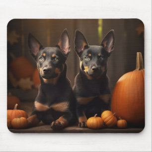 Mousepad Filhote de Kelpie Australiano Outono Delícia Abóbo