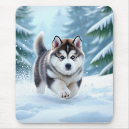 Mousepad Filhote de Malamute na Neve