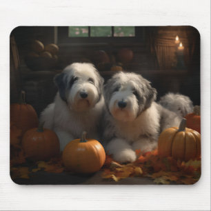 Mousepad Filhote de Old English Sheepdog Delícia de Outono