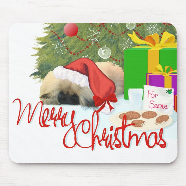 Mousepad Filhote de Pequinês no 1º Natal (Frente)