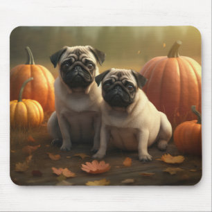 Mousepad Filhote de Pug Delícia de Outono Abóbora