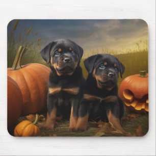 Mousepad Filhote de Rottweiler Delícia de Outono Abóbora