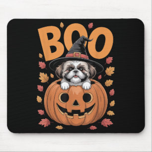 Mousepad Filhote de Shih Tzu Fantasiado em Abóbora no Hallo