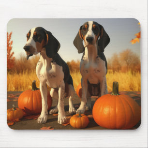 Mousepad Filhote de Treeing Walker Coonhound Outono Abóbora