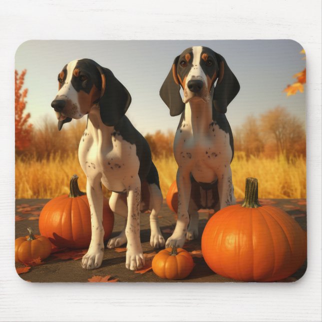 Mousepad Filhote de Treeing Walker Coonhound Outono Abóbora (Frente)