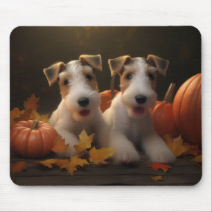 Mousepad Filhote de Wire Fox Terrier Delícia de Outono Abób