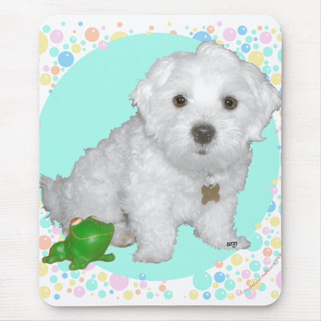 Mousepad Filhote maltês com bolhas (Frente)