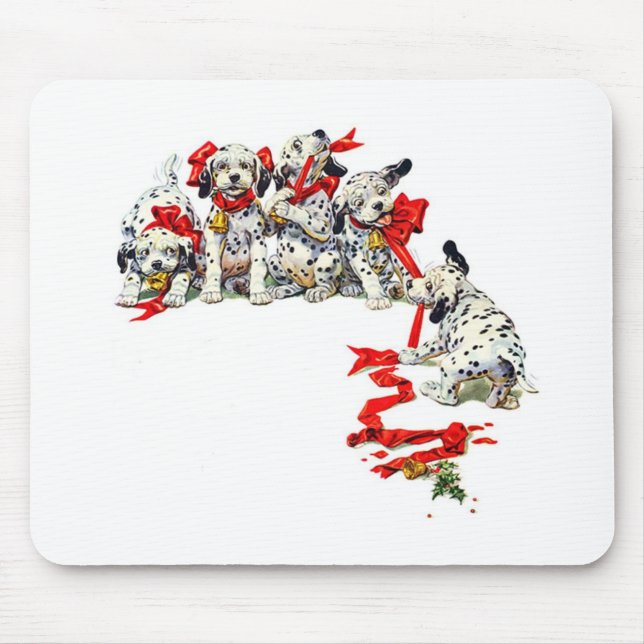 Mousepad Filhotes de cachorro do Dalmatian do feriado (Frente)