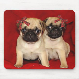 Mousepad Filhotes de cachorro do pug do Natal