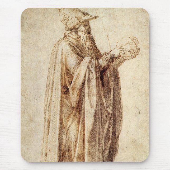 Mousepad Filósofo grego com crânio humano por Michelangelo (Frente)